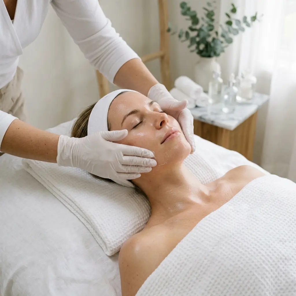 Skin being hydrated after treatment at the Coon Rapids studio where Champlin guests book microneedling