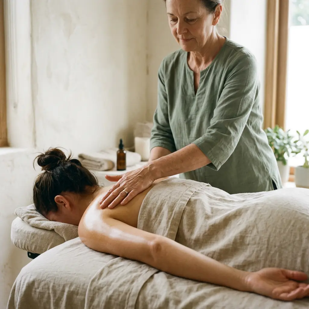 A relaxation massage running in a separate room while the rest of a bridal party rotates through the head spa
